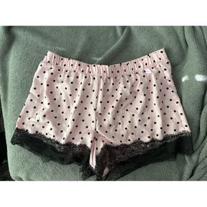 Victoria Secret Pink Lace polka dot silk shorts size M